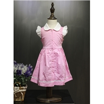 蜜逗韩版天使泡泡袖连衣裙带领可爱夏季女童时尚棉布感透气舒适